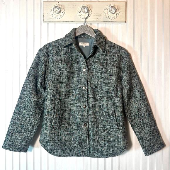 Derek Lam Button Up Tweed Green Shacket - Picture 3 of 10